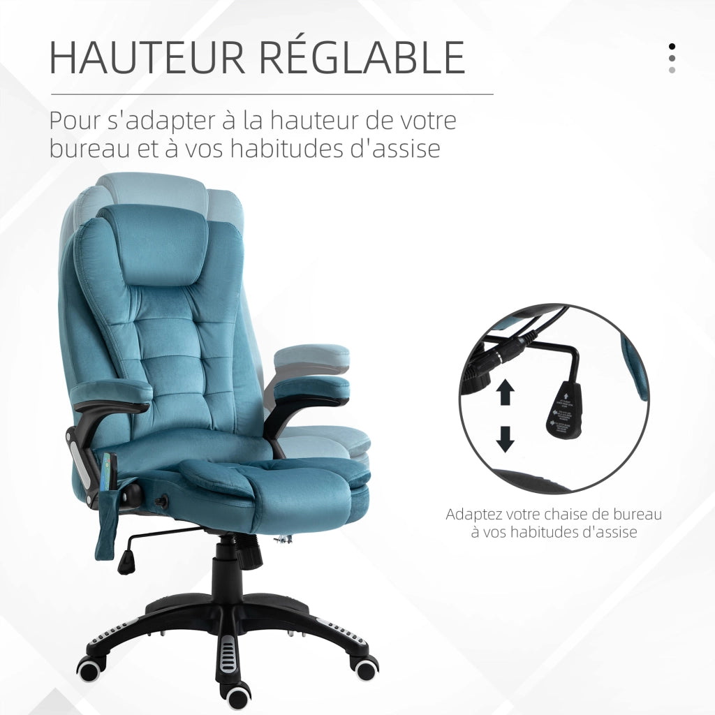 Poltrona da ufficio massaggiante e riscaldante ¨C Minimal ¨C blu, tessuto poliestere