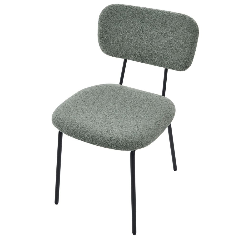 Set di 2 sedie da pranzo imbottite in bouclè verde chiaro Design stile retrò