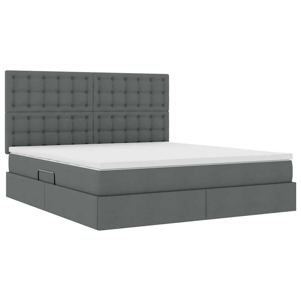Letto con contenitore e LED con led Grigio scuro 180 x 200 cm