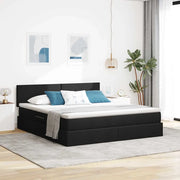 Letto con contenitore e LED con led Nero 160 x 200 cm Tessuto