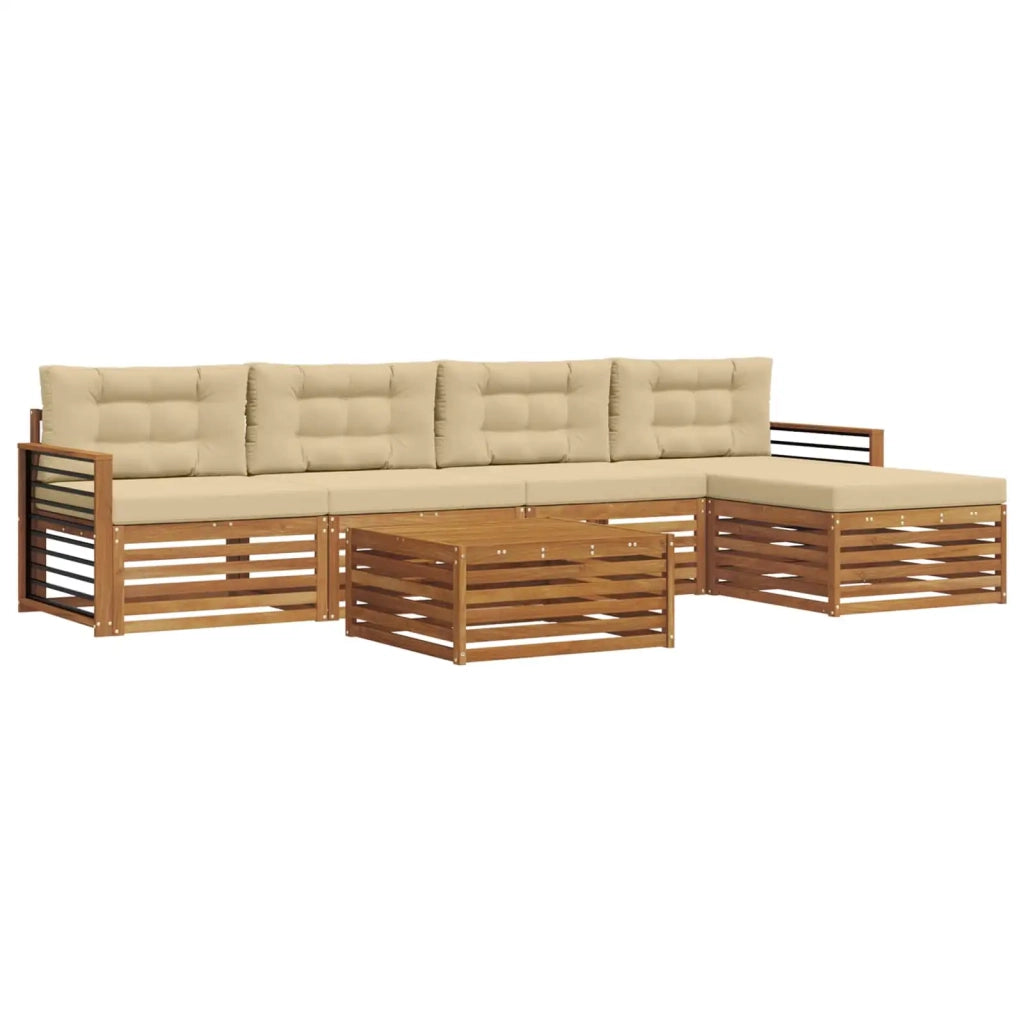 Set di divani da esterno con cuscino 6 pcs Naturale e Beige 3373353