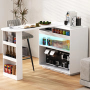 Tavolo Bar Allungabile ¨C MINIMAL ¨C Bianco, con LED e Vano Contenitore