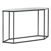Consolle Vetro Temperato Bianco e Nero Acciaio 120 x 35 cm Effetto Marmo Gambe in Metallo Nero Glamour Soggiorno Corridoio Camera da Letto