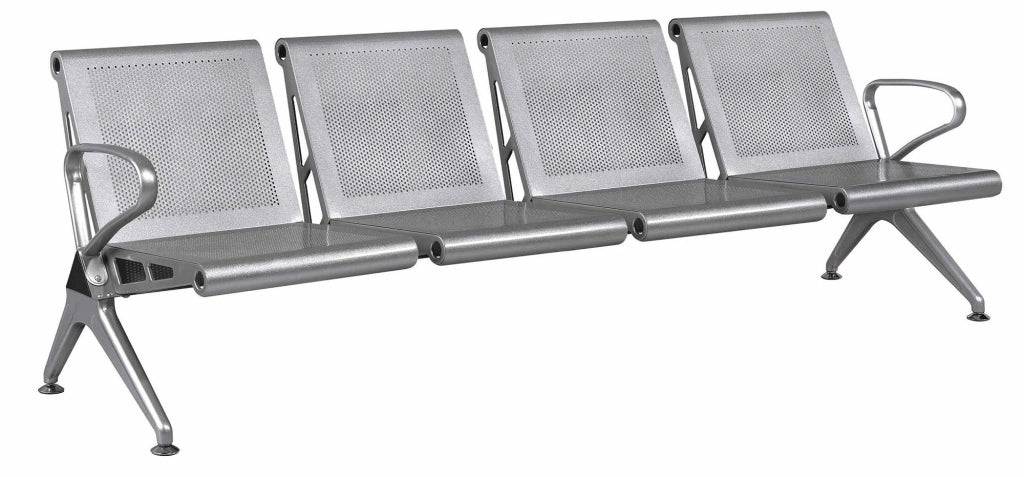 Panca per Sala Attesa 4 Posti in Acciaio da Ufficio Tosini Silver