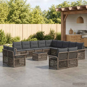 Set Divano da Giardino 14 pz Grigio e Grigio Scuro polyrattan 3435014