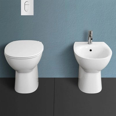 Sanitari filomuro Rimless Morning scarico universale e sedile originale