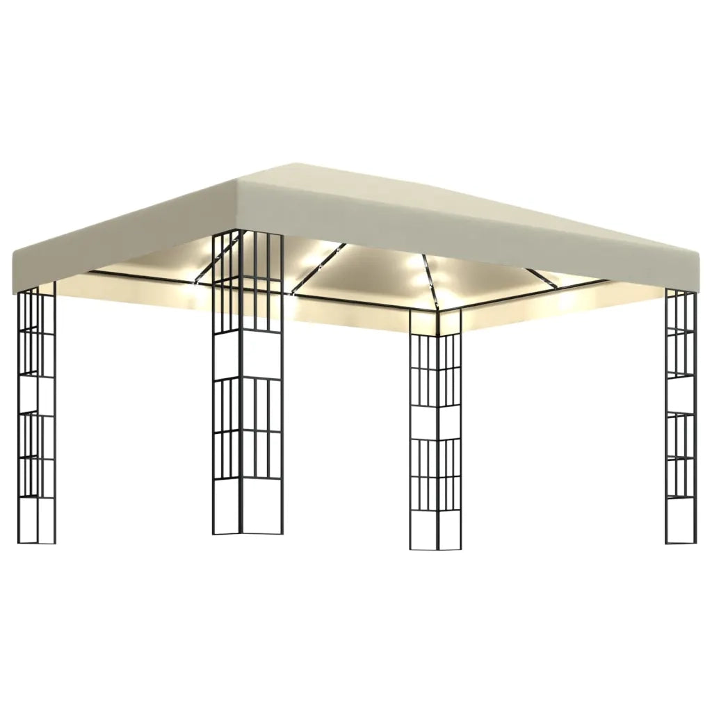 Gazebo | Pergolato con Stringa di Luci LED 3x4 m Crema