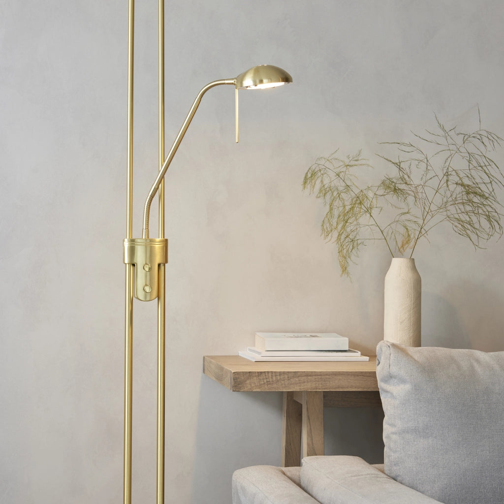 Lampada da terra Rome ottone satinato lettura Endon