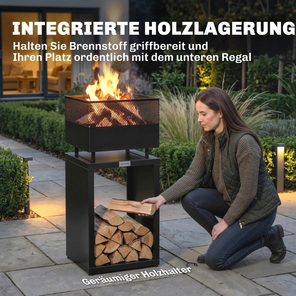 Feuerschale ¨C Minimal ¨C 39x39x87 cm, Schwarz