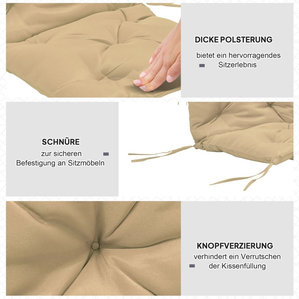 Set 2 Cuscini per Sedia ¨C Xylo ¨C Tessuto Khaki 98x50 cm con Lacci