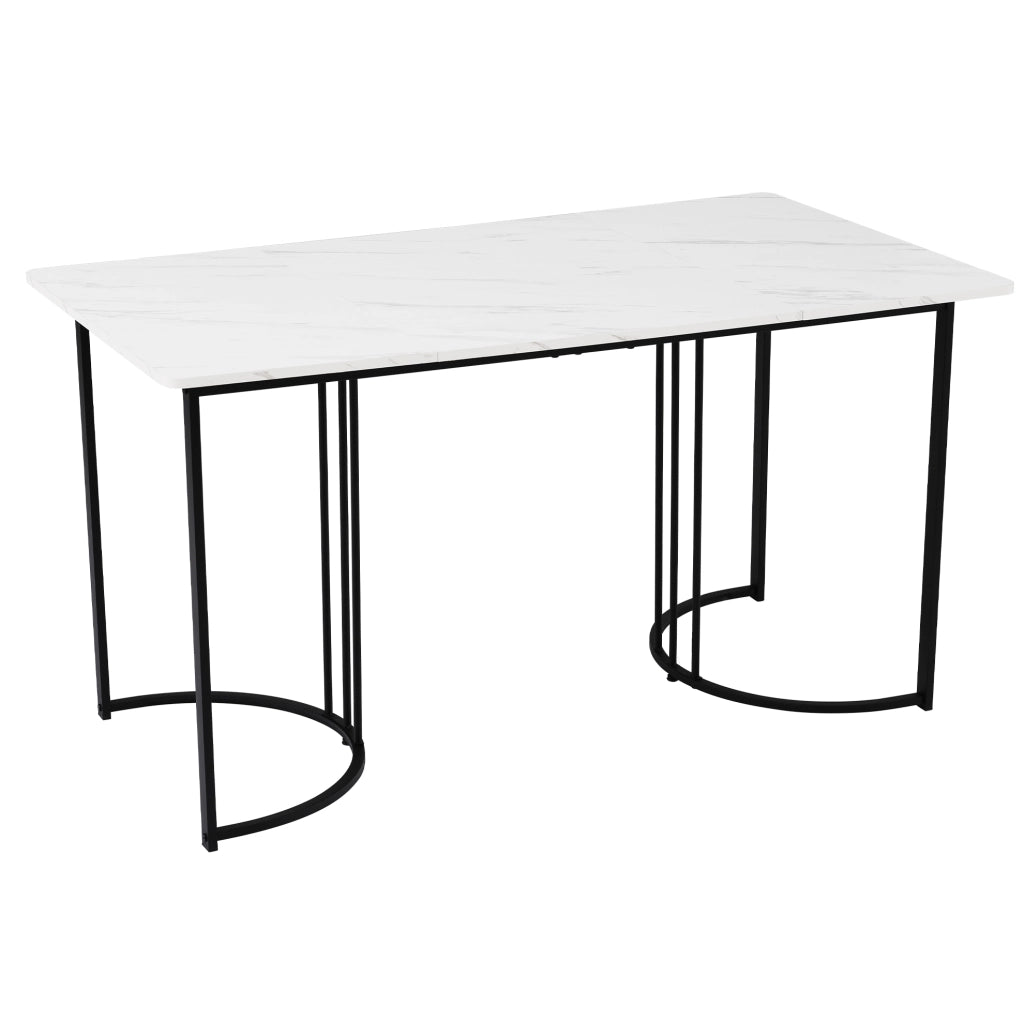 Gruppo tavolo da pranzo 140x80 cm; design moderno; MDF e velluto bianco