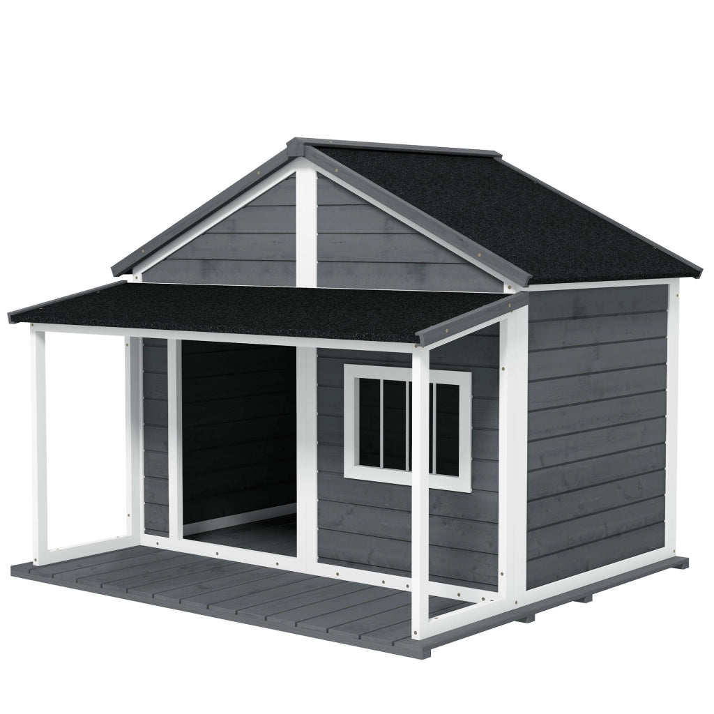 Cuccia per Cani da Esterno con Terrazza ¨C Minimal ¨C Grigio 124x112x105cm