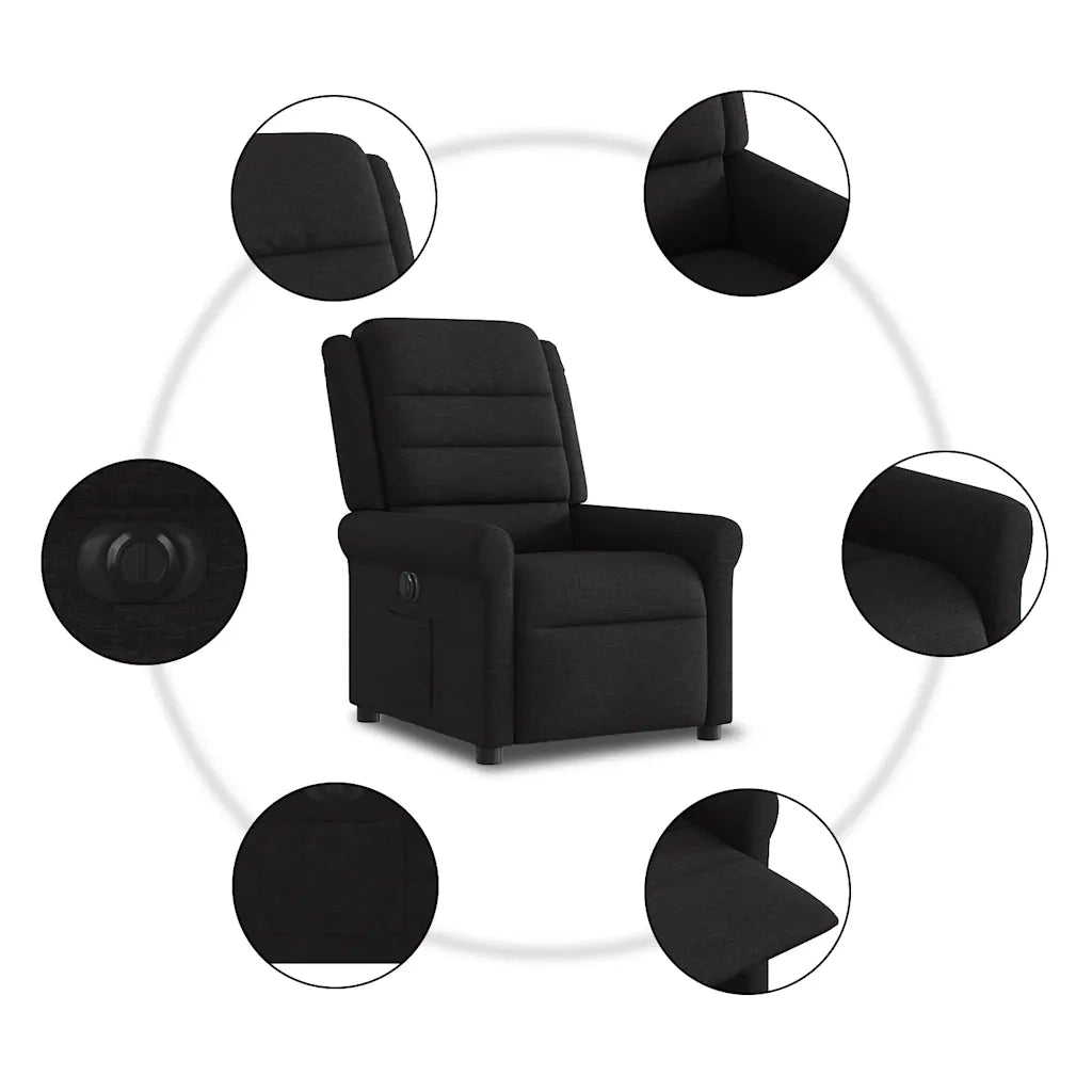 Poltrona Elettrica Reclinabile Nera in Tessuto 3303296