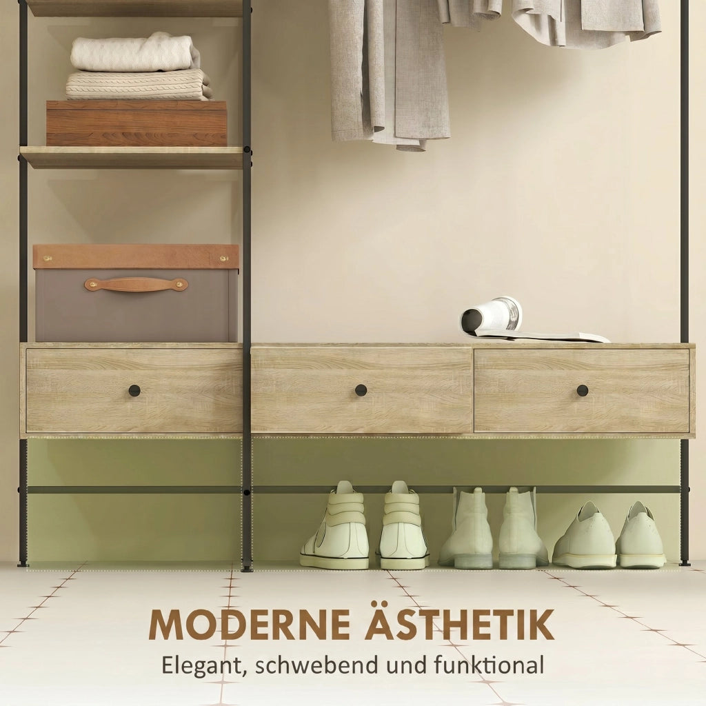 Armadio a colonna con ripiani, cassetti e appendiabiti ¨C Minimal ¨C 180x40x180 cm