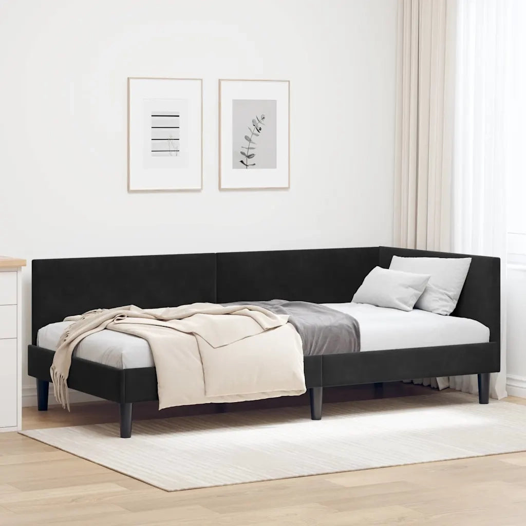 Cornice del letto ad angolo Nero 100 cm x 200 cm Velluto 42016241