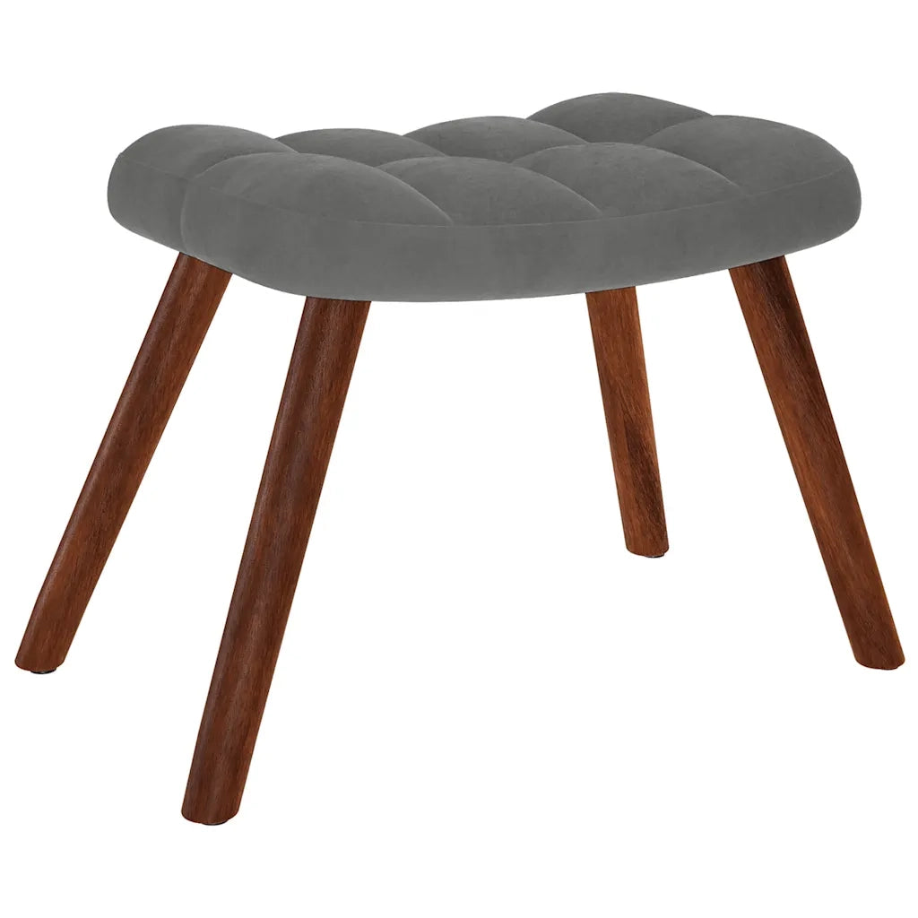 Poltrona Relax | Sedia Relax con Sgabello in Velluto Grigio Scuro
