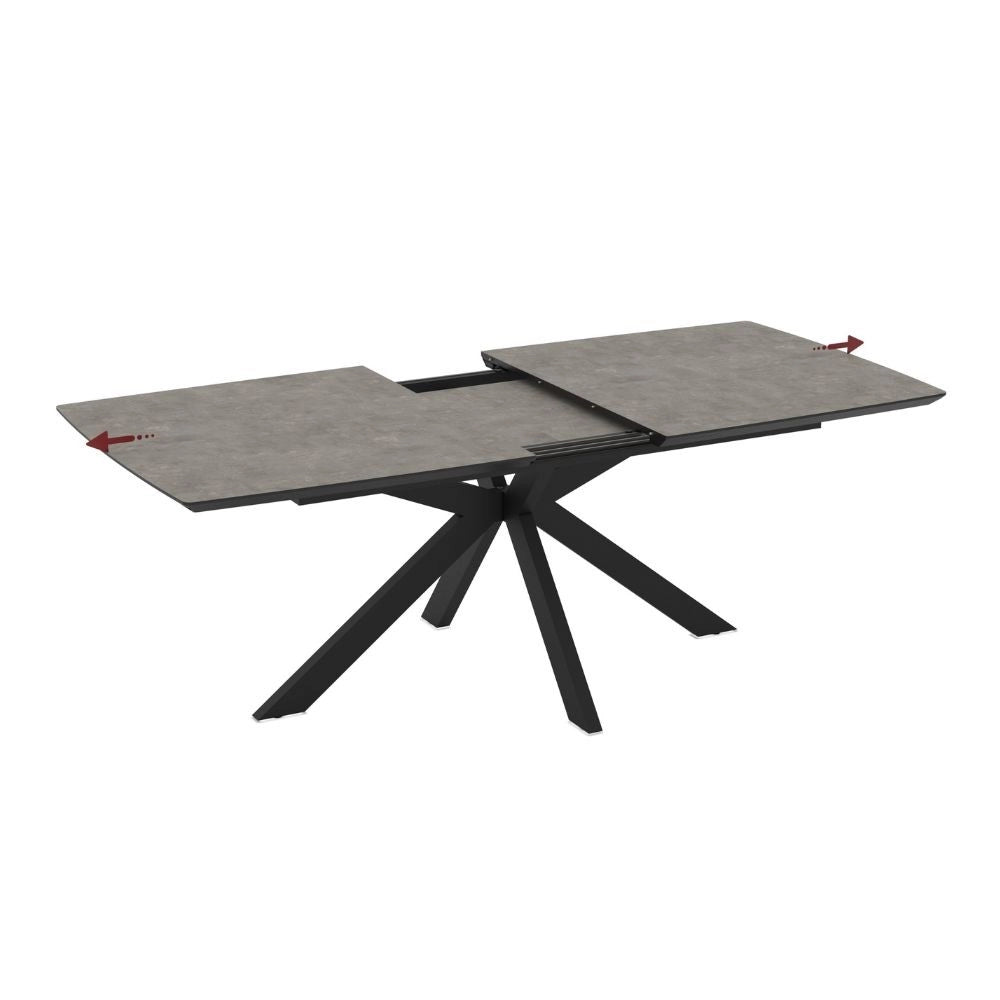 Tavolo allungabile Verano piano cemento e base nera 180/240x100x76H