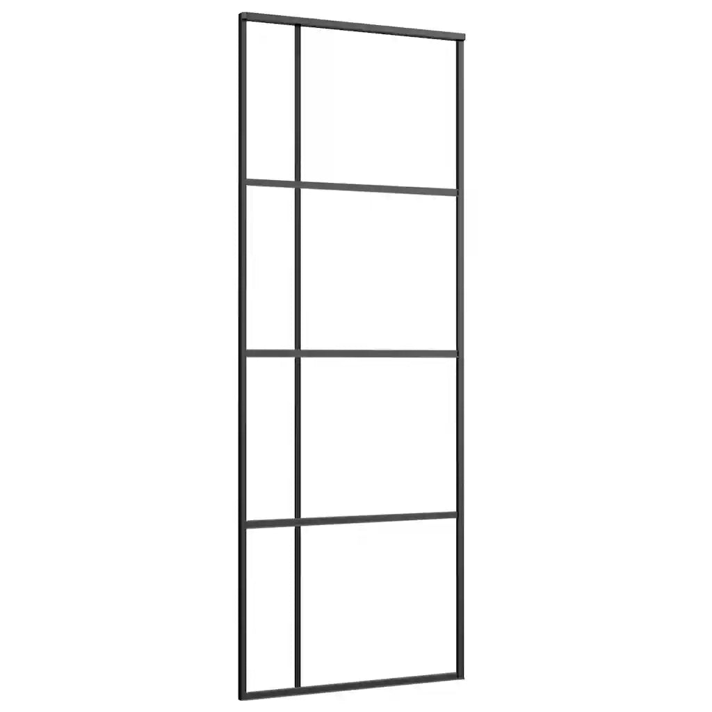 Porta Scorrevole con Ferramenta Nera 76x205 cm in Vetro ESG 3375808