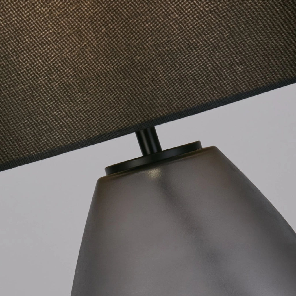 Lampada da tavolo Devon 1Lt, vetro perforato nero con lino nero
