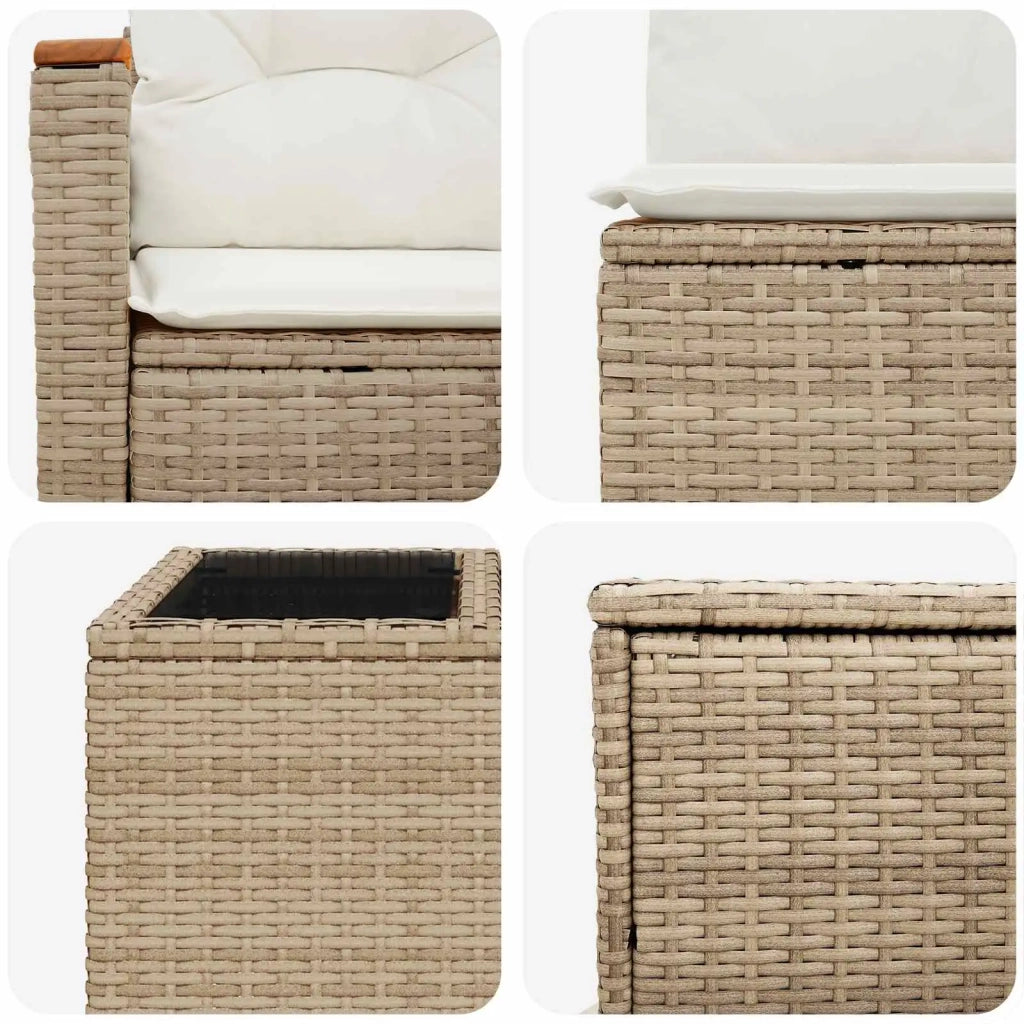 Set di divani 8 pz Beige e Bianco Crema 3448598