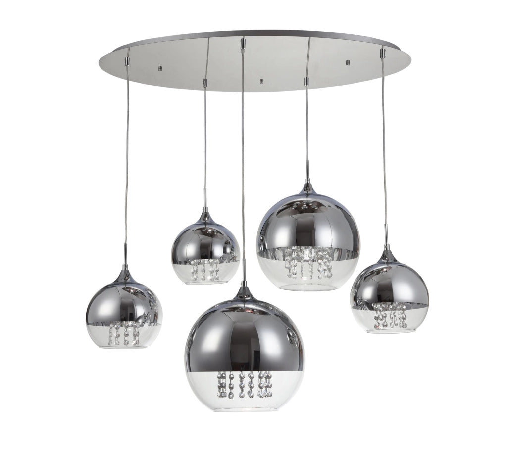 Lampadario Maytoni Fermi 5 luci vetro cristalli nichel