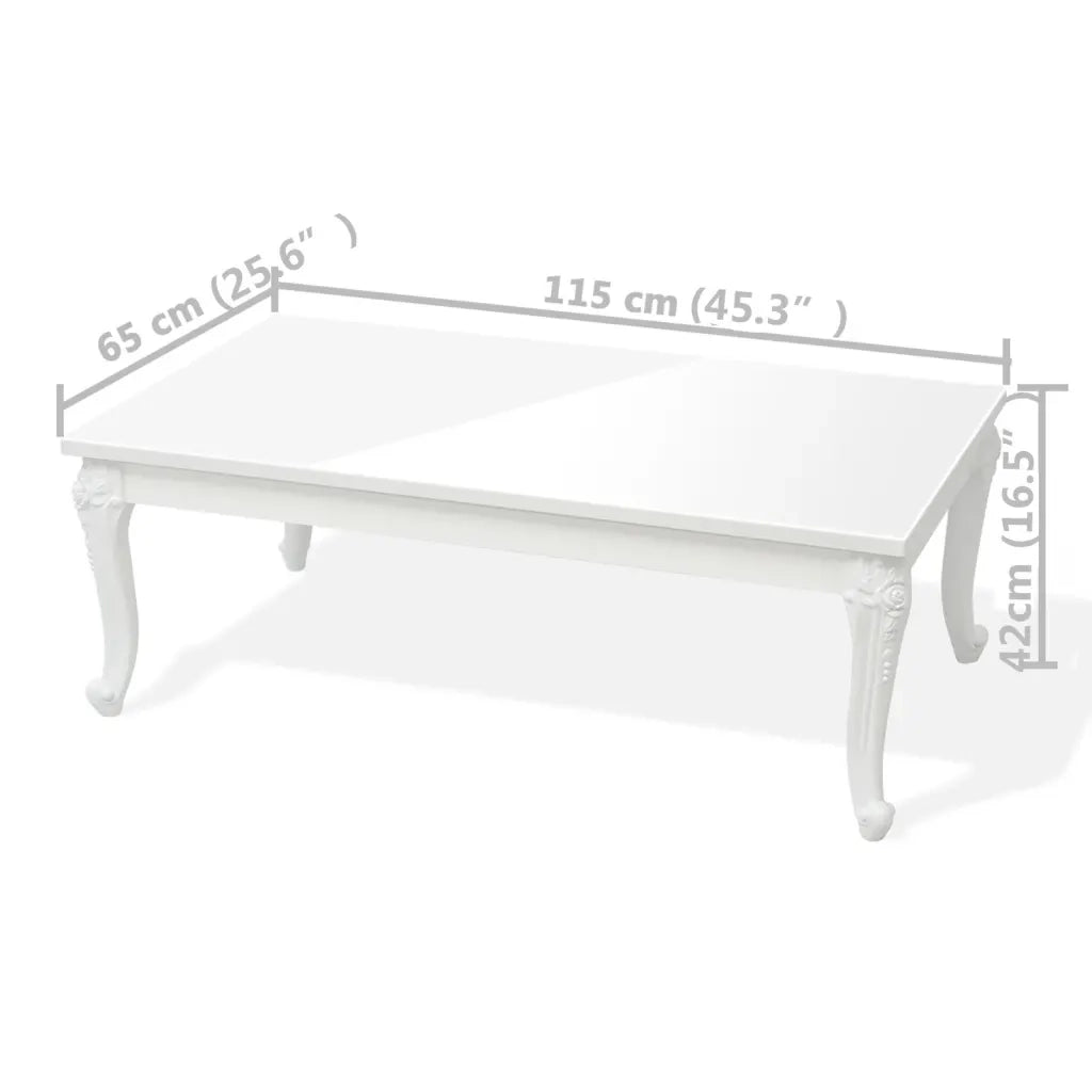 Tavolino da Salotto 115x65x42 cm Bianco Lucido 243381