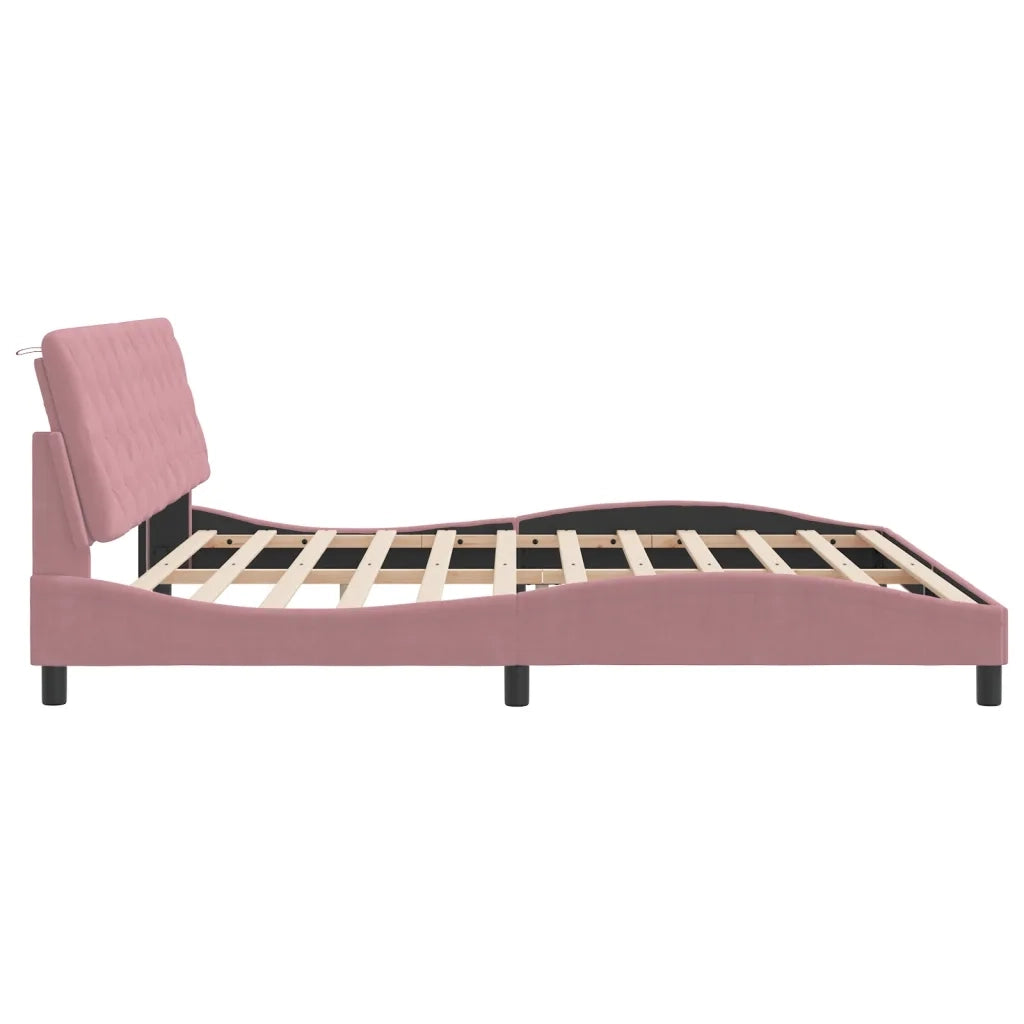 Giroletto con LED senza Materasso Rosa 200x200 cm in Velluto