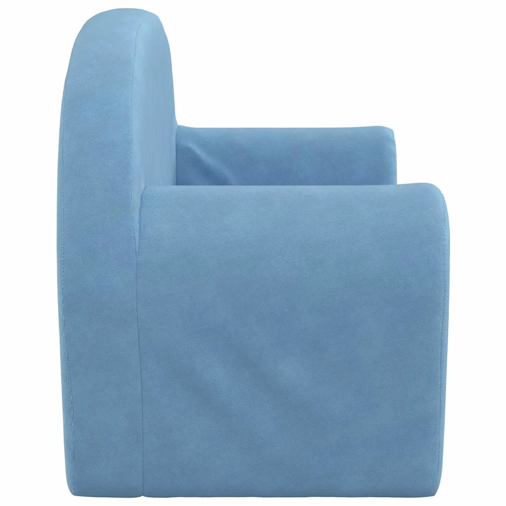 Divano per Bambini a 2 Posti Blu in Morbido Peluche 356990