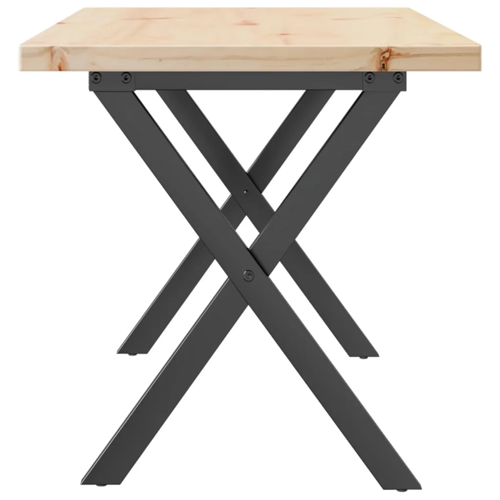 Tavolino Salotto Telaio a X 90x40x45,5 cm Legno Pino e Acciaio 3282752