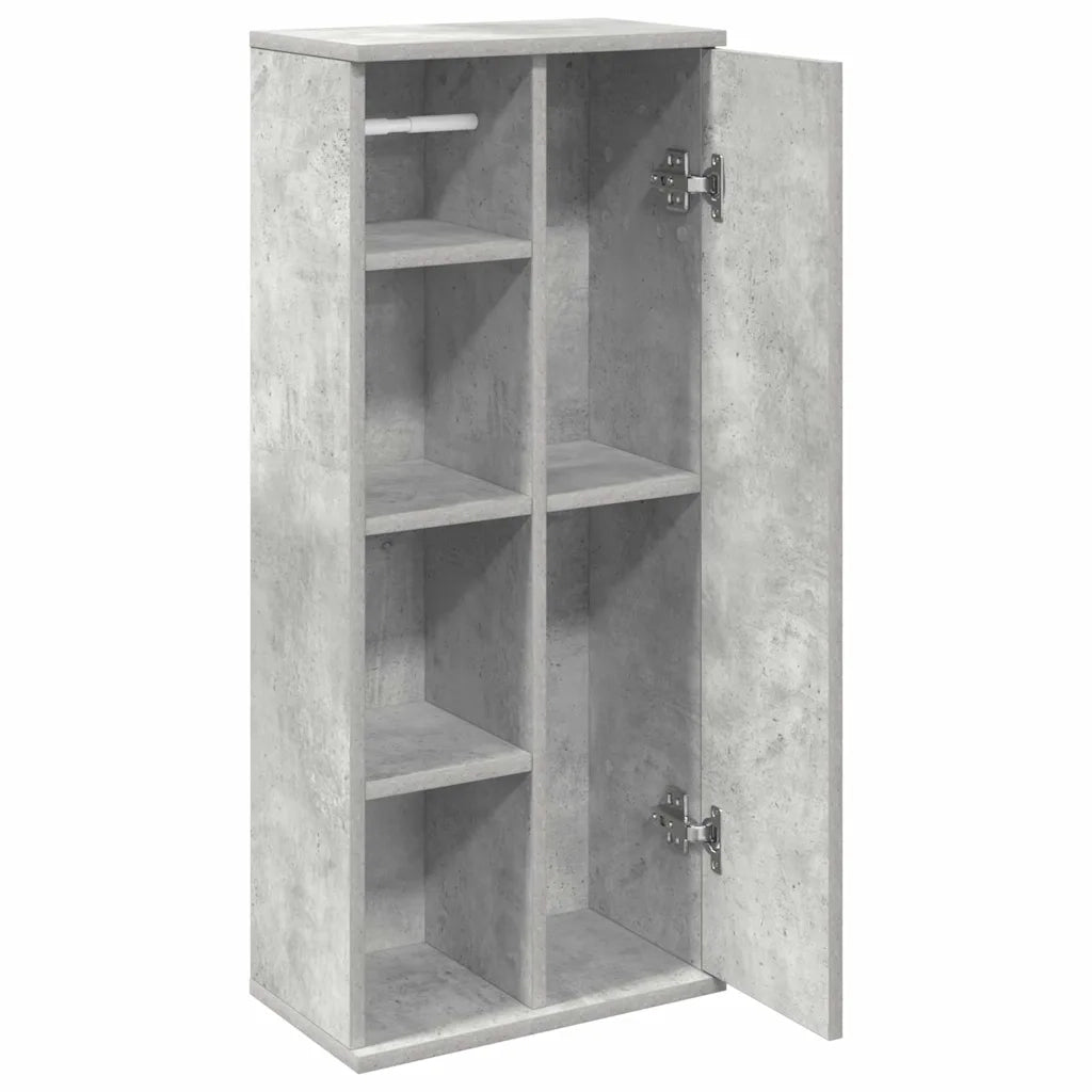 vidaXL Mobile da Bagno con Portarotolo Grigio Cemento 39x22x90 cm