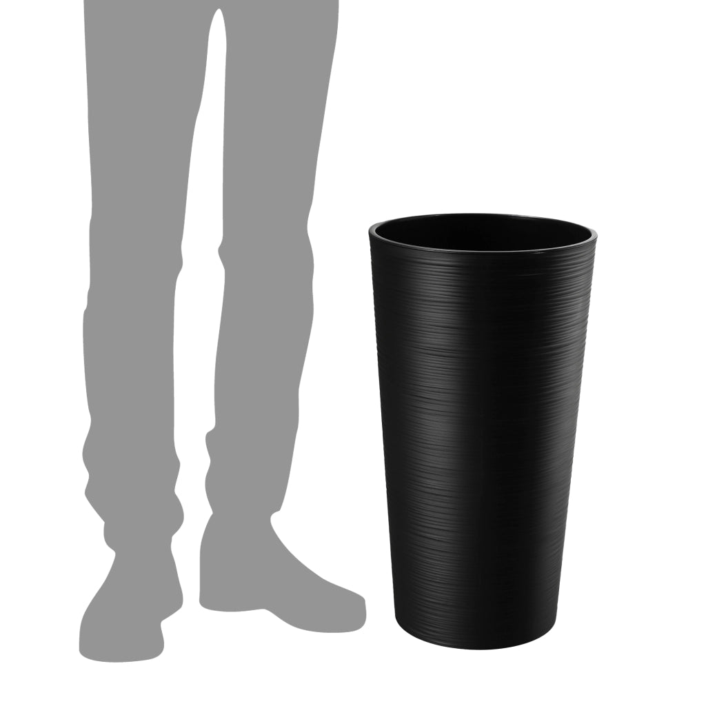 Vaso da fiori KADAX da 36 cm con coperchio e inserto, in plastica color grafite.