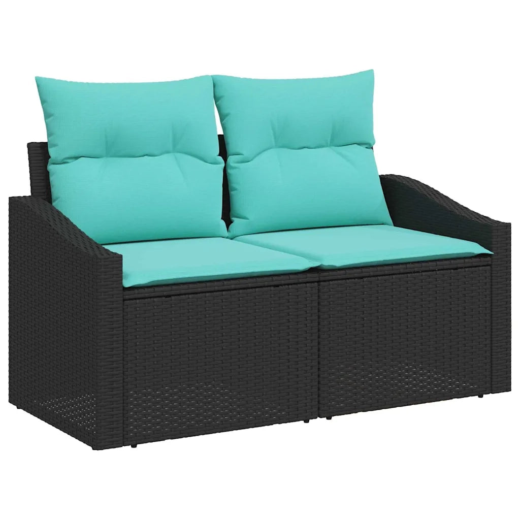Set Divano da Giardino con cuscino 8 pcs Nero e Blu polyrattan 3348962