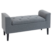 Panca contenitore imbottita ¨C Xylo ¨C lino grigio chiaro, legno di caucci¨´, 116x44x58 cm