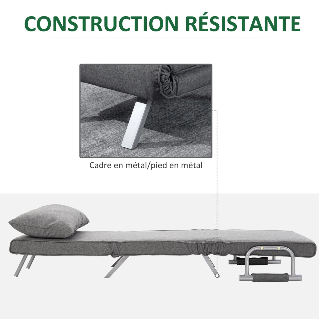 Poltrona letto imbottita ¨C Zephmum ¨C Grigio chiaro tessuto