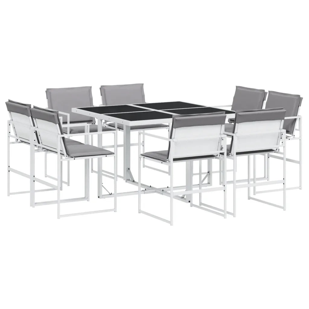 Set da Pranzo da Giardino 9 pz con Cuscini Bianco in Textilene 3295093