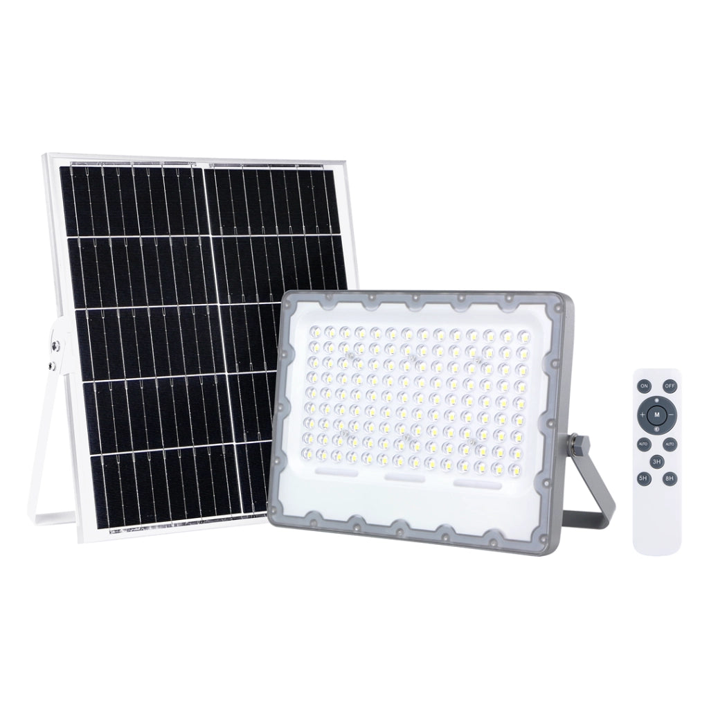 Faro LED solare 100W 1300lm 6000K IP65 con telecomando
