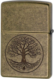 Accendino con tema Levensboom in ottone antico