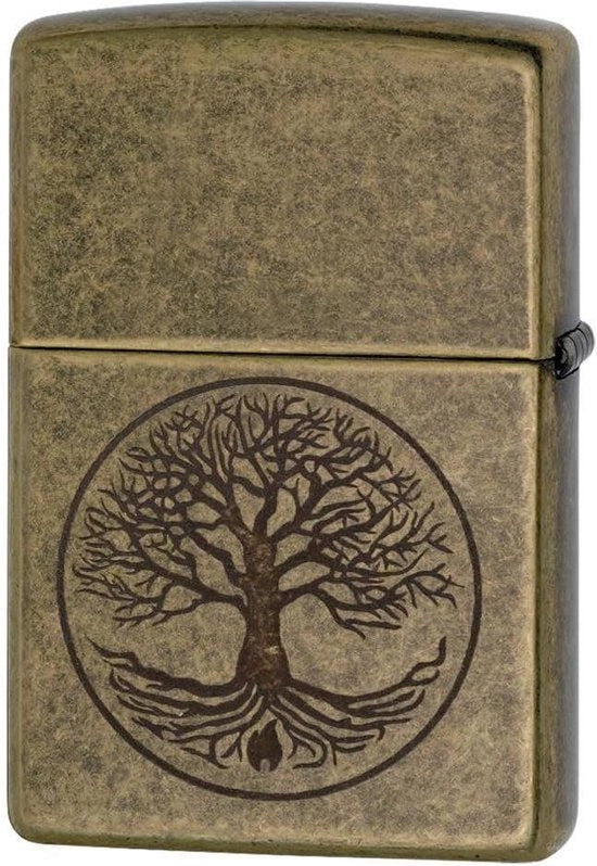 Accendino con tema Levensboom in ottone antico