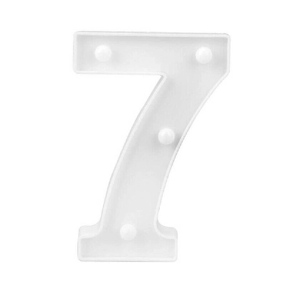 Trade Shop - Numero 7 Luminoso Bianco A Led Decoro Per Eventi Feste Luce Calda 3000k 16x3cm -