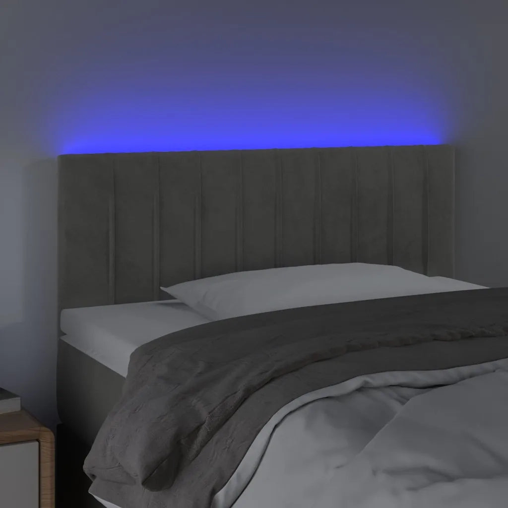 Testiera a LED-Testata con LED Grigio Chiaro 100x5x78/88 cm in Velluto 677784