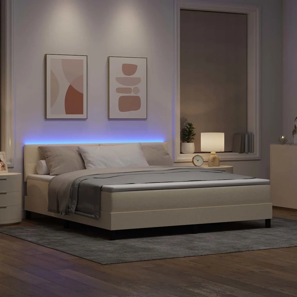 Letto a molle con materasso con led Crema 180 x 200 cm Tessuto 3342231