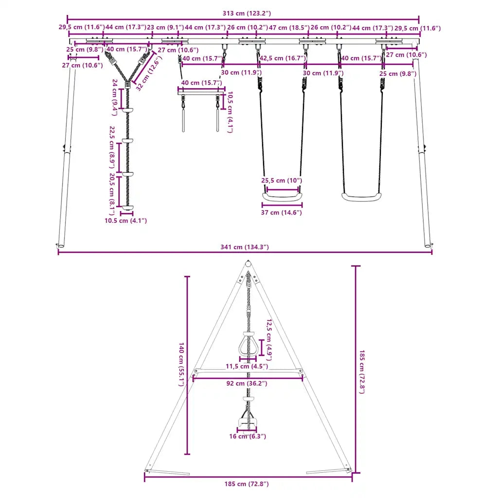 Set Gioco da Esterno con Altalene Trapezio e Altalena a Disco CFW5667865