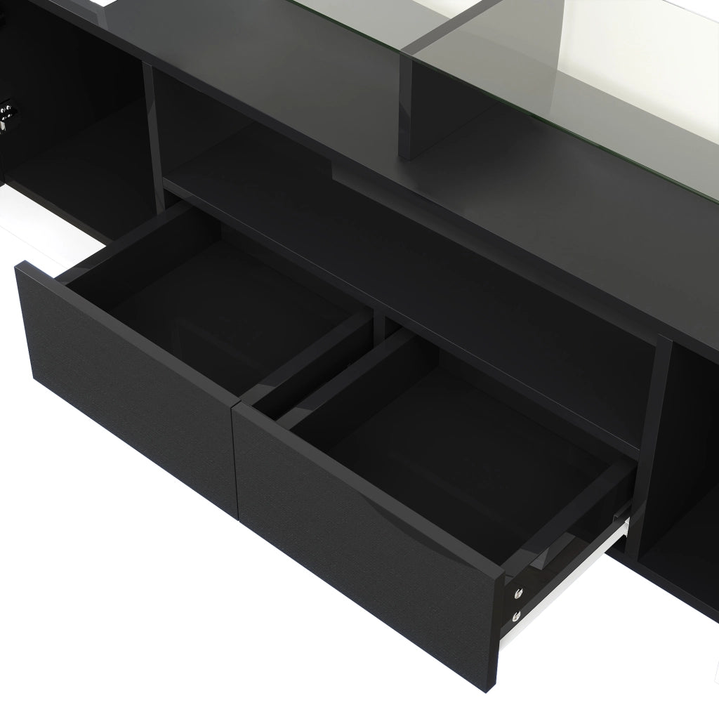 Mobile TV elegante - Zephmum- 200 cm bianco nero lucido LED