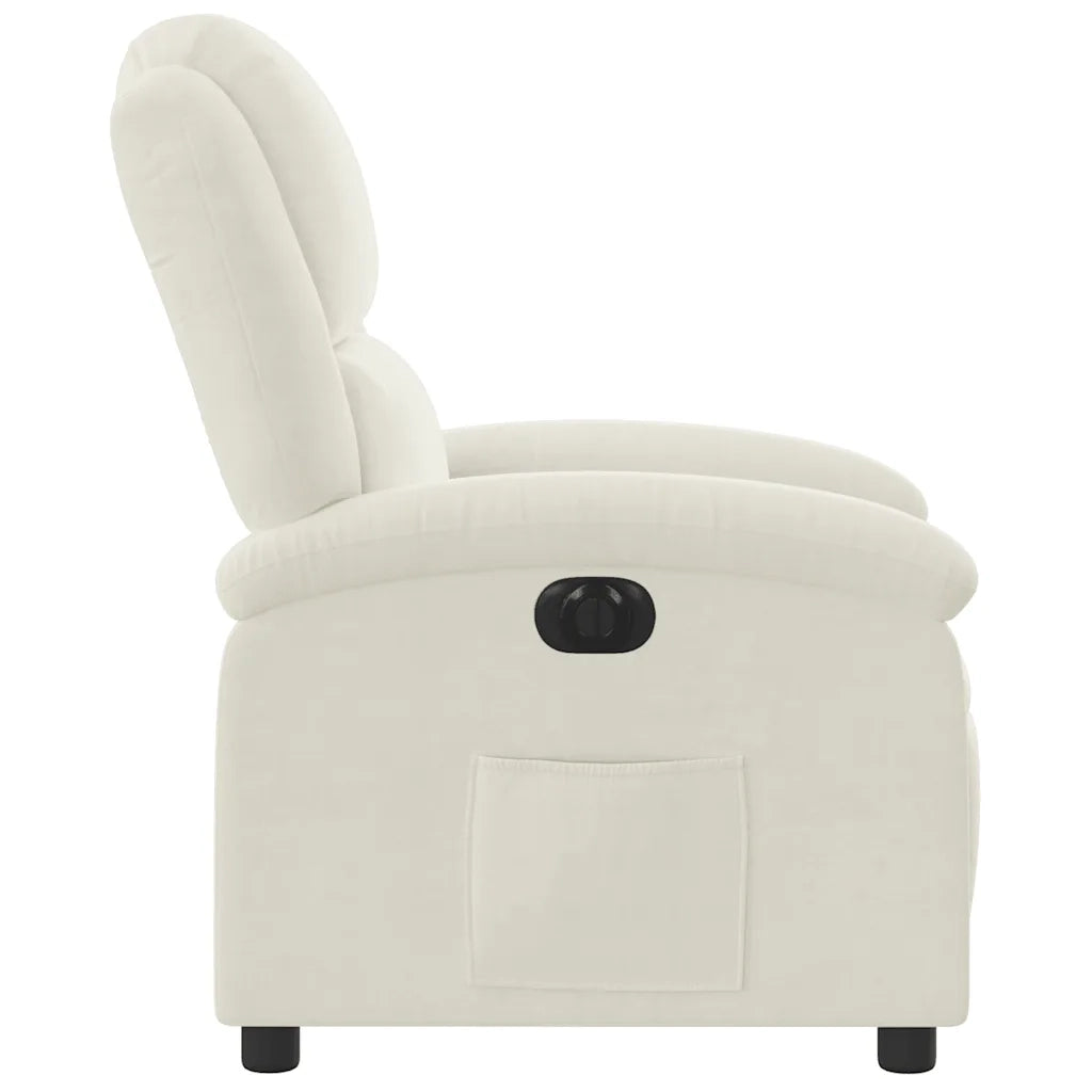 Poltrona | Sedia Relax Elettrica Reclinabile Crema in Velluto