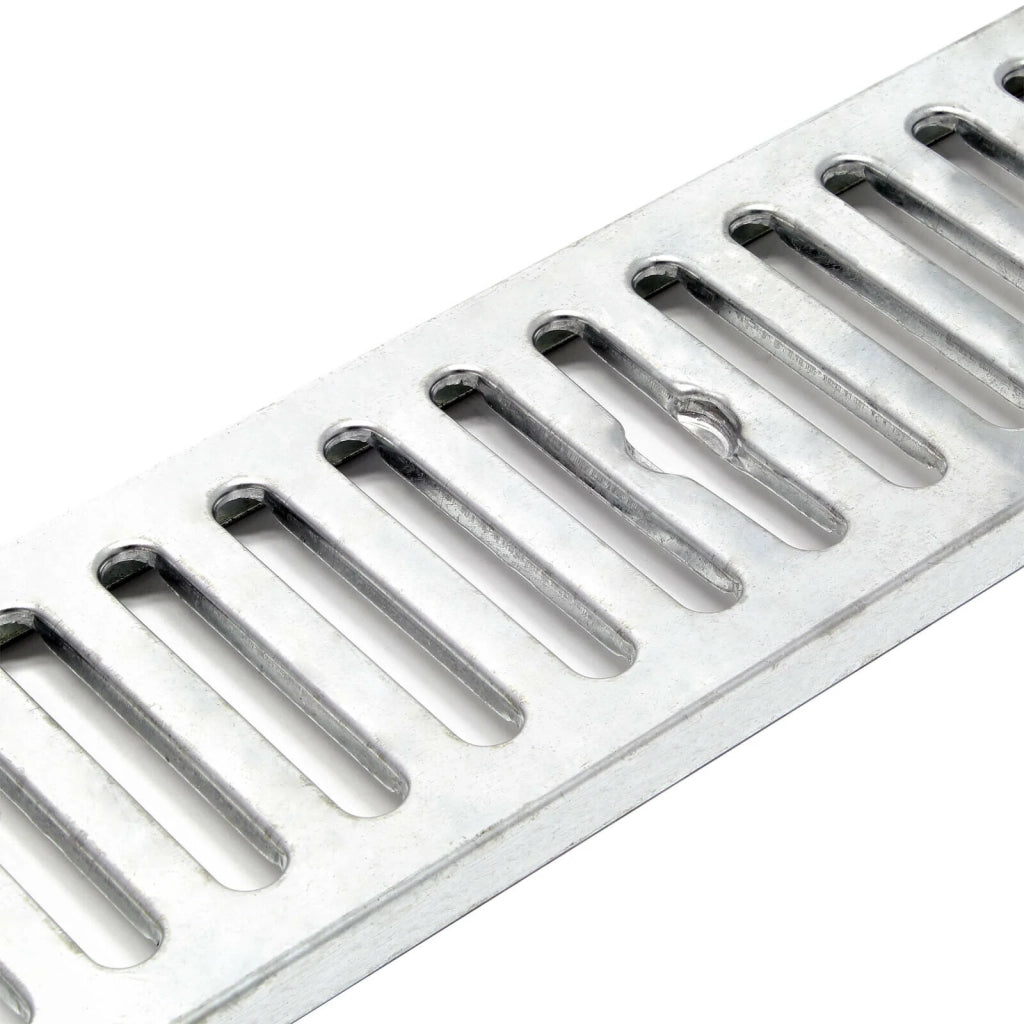 Set di 6 canali di drenaggio a griglia da 1 m copertura in ghisa da 1,5 tonnellate drenaggio delle acque reflue 16_0001702