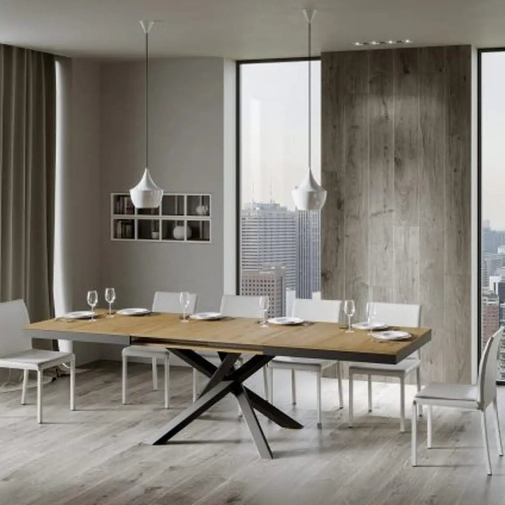 Tavolo allungabile 180/284x90 cm Volantis Evolution colore quercia natura telaio e gambe antracite