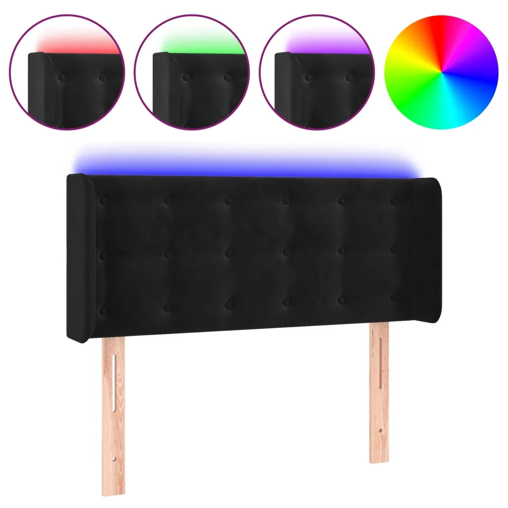 Testiera a LED Nera 103x16x78/88 cm in Velluto 3123714
