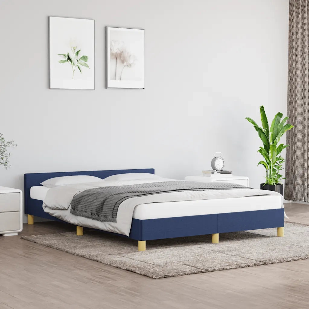 Giroletto con Testiera senza Materasso Blu 140x190 cm Tessuto 347413
