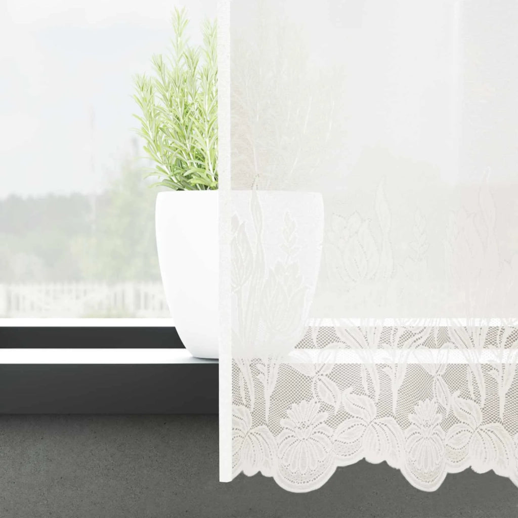 Tenda in Pizzo con tende Bianco 245 x 600 cm Poliestere 4107939