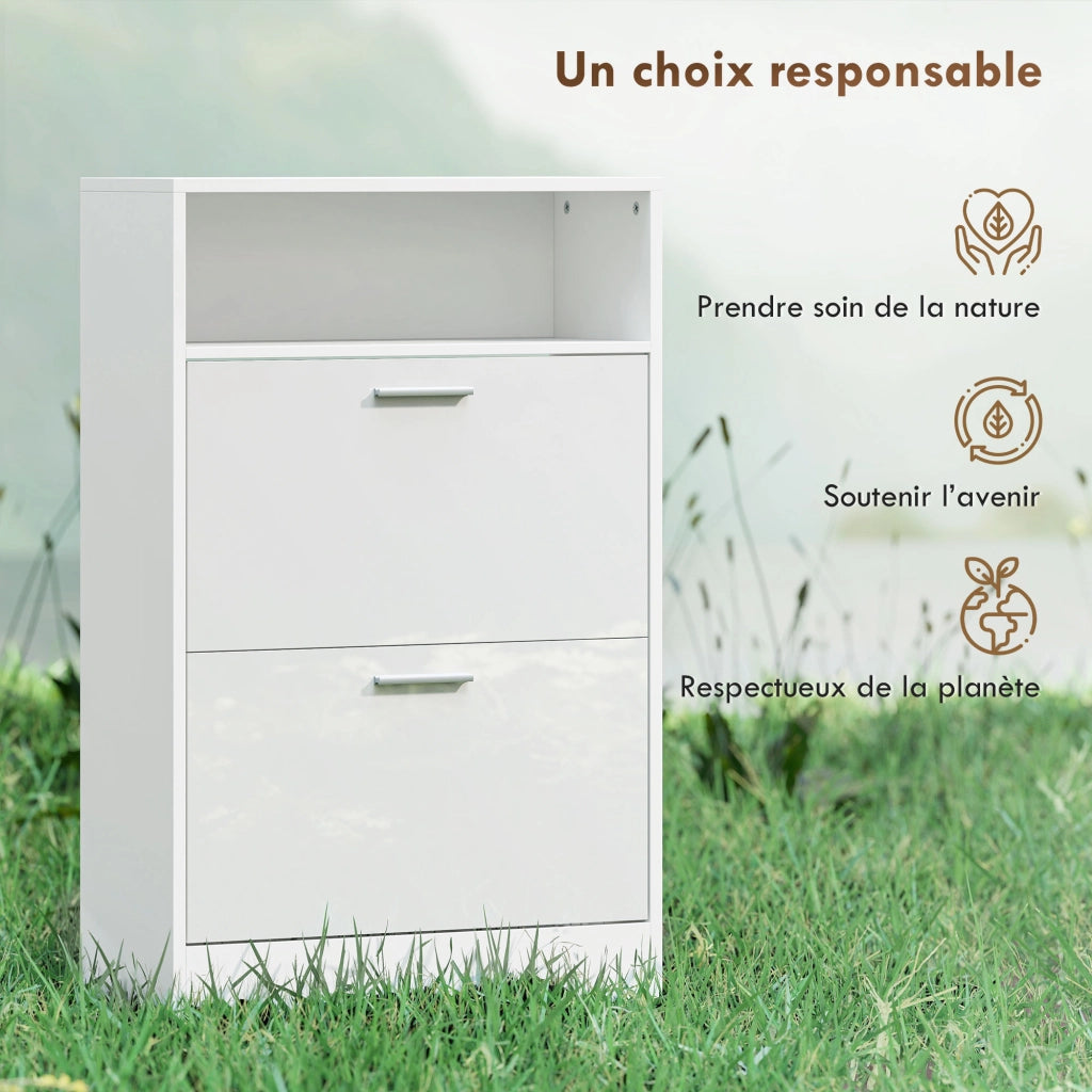 Scarpiera 8 paia ¨C Minimal ¨C bianco 2 cassetti e ripiani regolabili
